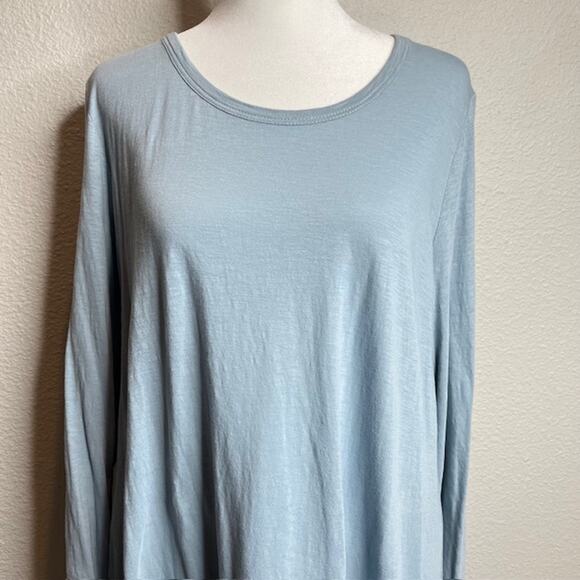 LOGO by Lori Goldstein Cotton Slub Knit Top with Pleated Hem Sz Large - Picture 4 of 11